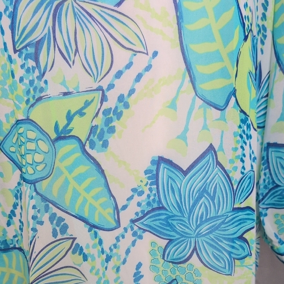 Island Republicโ Relaxed Blue and Green 3/4 Sleeve Blouse - Picture 4 of 9